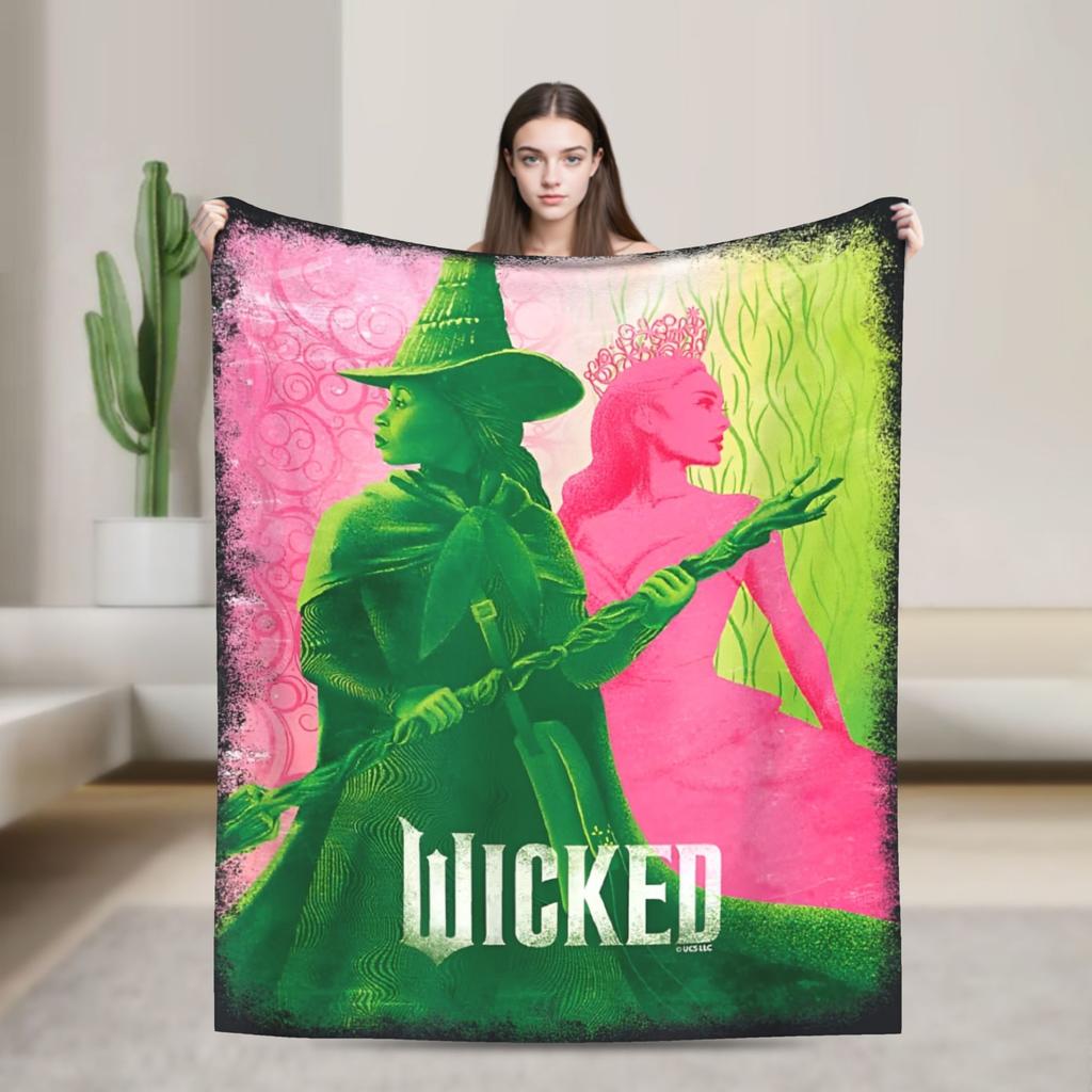 Soft Blanket Travel Wicked Elphaba & Glinda Tonal Throw Blanket Flannel Bedspread For Couch Chair Novelty Sofa Bed Cover