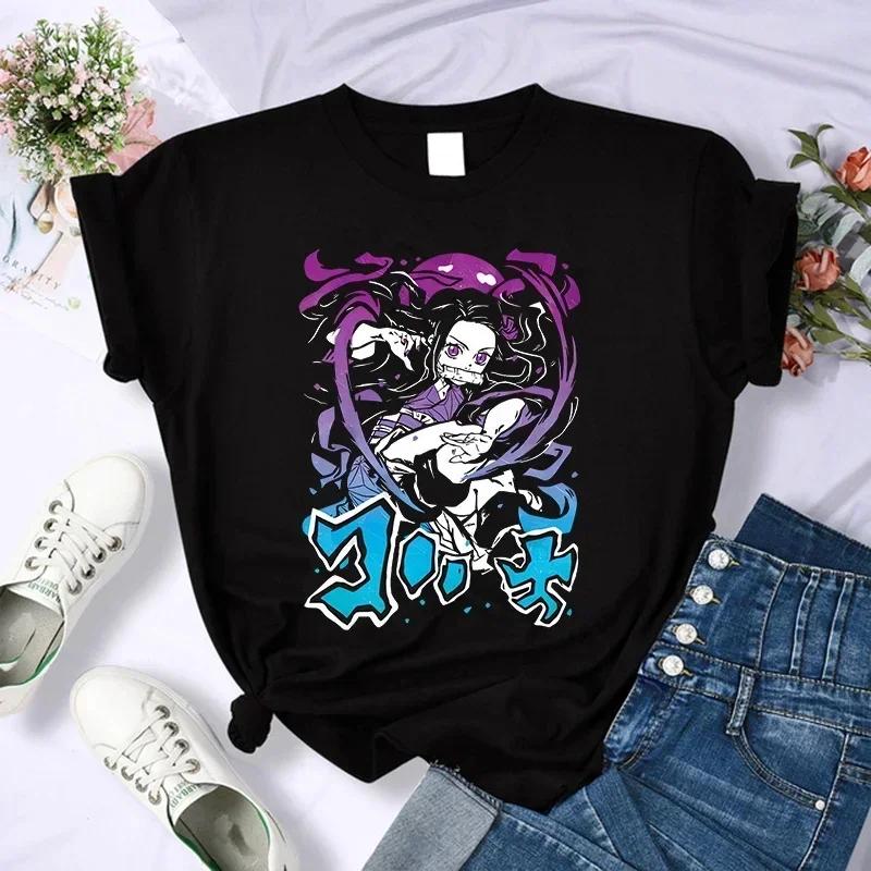 Demon Slayer T Shirt Women Tshirt Female Tanjirou Kamado Graphic Tee Shirt Japanese Anime Manga T-shirt Streetwear Tops Tees