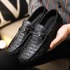 Frühlings- und Sommer Herrenschuhe Low-Top Doudou Schuhe vielseitige Freizeitschuhe atmungsaktive Lederschuhe schwarze Arbeitsschuhe Slipper Herren