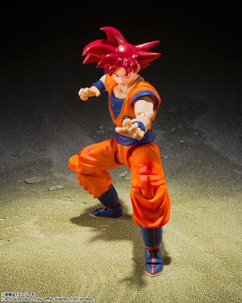 TAMASHII NATIONS Dragon Ball Super Super Saiyan Gott Son Goku Der Saiyajin-Gott, hervorgebracht durch ein rechtschaffenes Herz Ungefähr 140 mm PVC ABS Bemalt Beweglich