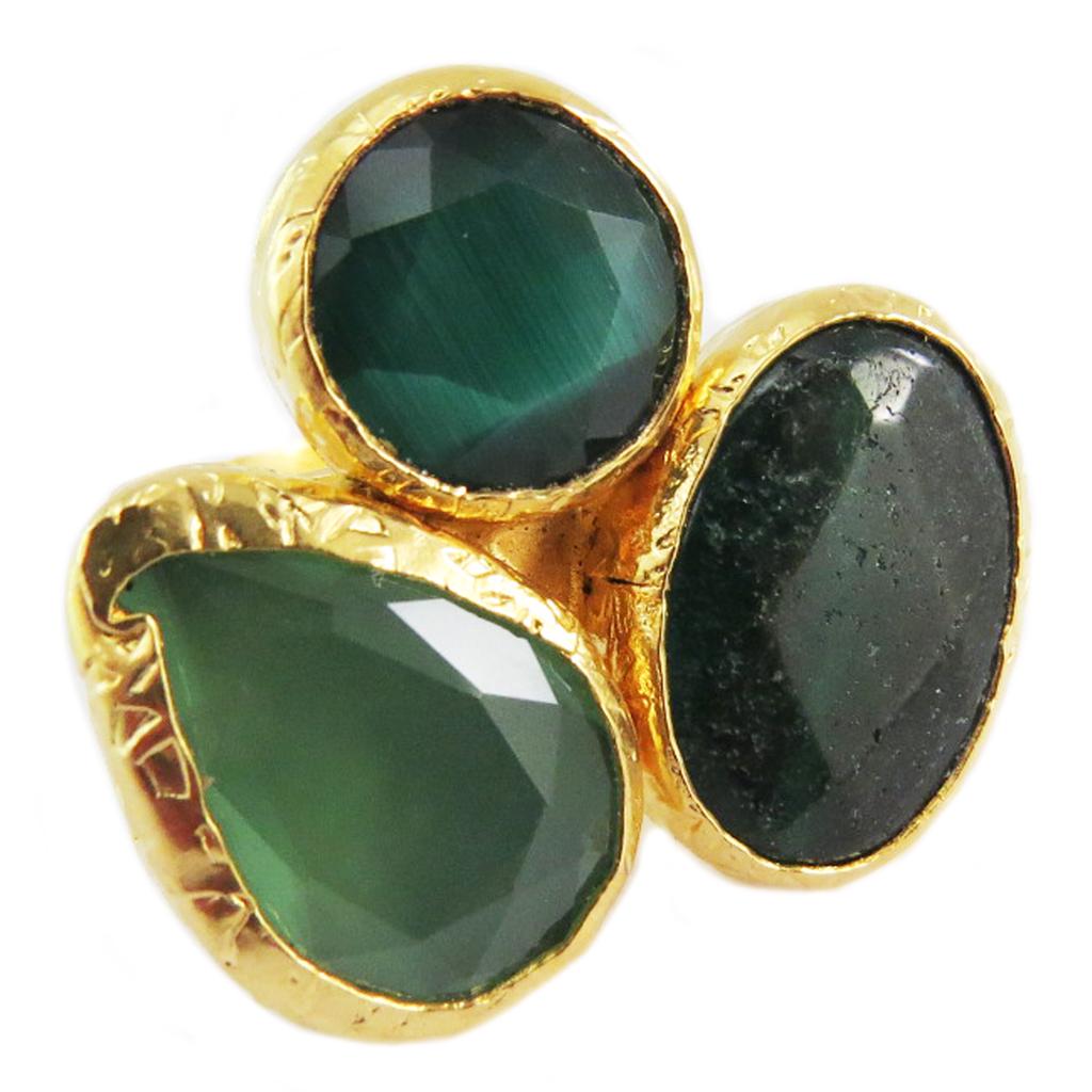 Trésors  vert - bague large ajustable - Vésuvianite