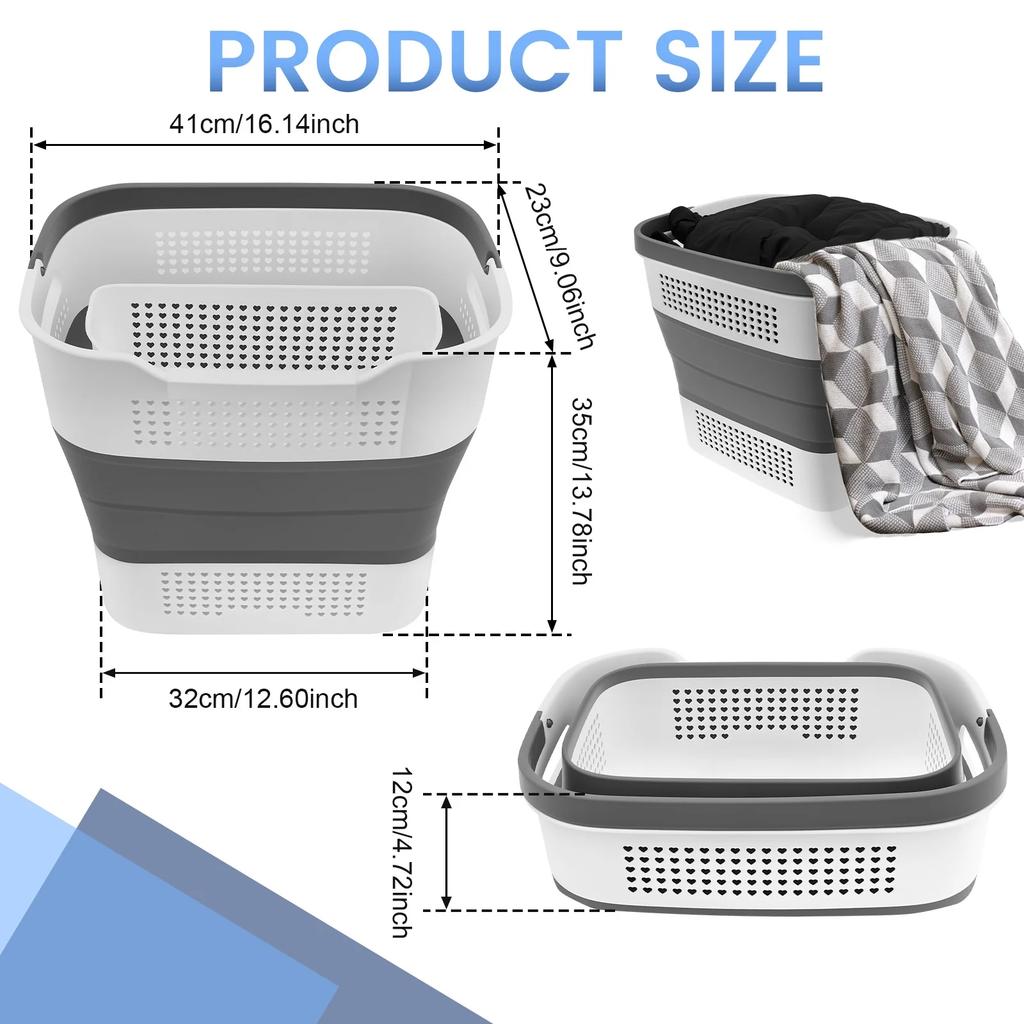 Paniers à Linge Pliables, Panier à Linge/Contenant de Rangement Pop-Up, Panier à Linge Pliable avec Poignées, Durable, Gain de Place