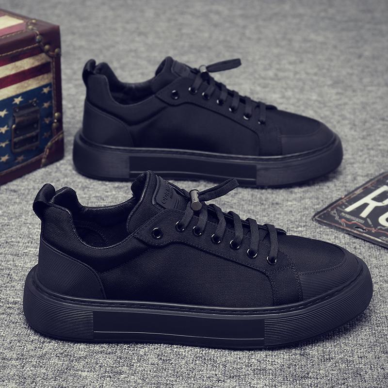 

Oxford cloth breathable waterproof work shoes men s all-black dirt-resistant casual canvas shoes repair workshop non-slip board shoes men 44