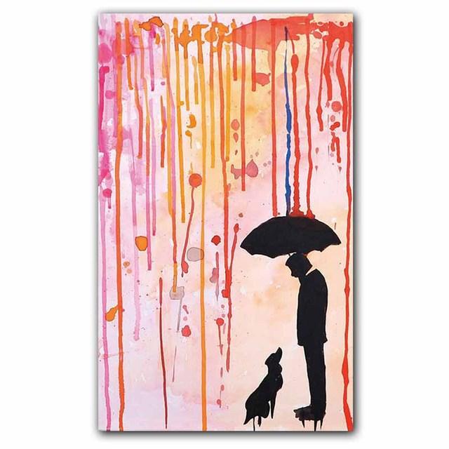 

Скандинавская абстрактная картина маслом радужные влюбленные под дождем картина на холсте постер Бэнкси гостиная коридор украшение дома фреска без рамки 21*30cm No Frame