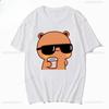 Couple Tee Bubu Is Watching Movies and Milk Tea with Dudu T-shirt Cartoon Cute Graphic Tees for Ladies Kawaii Cotton Unisex Tops