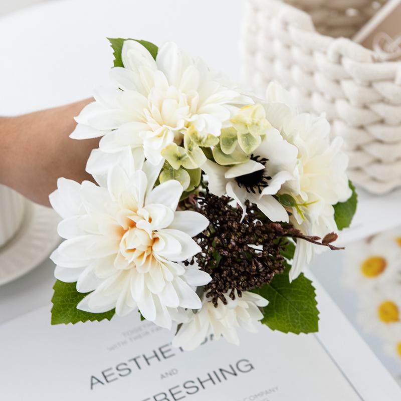 1PC Artificial Flowers 7 Branches Silk Chrysanthemum Combination Mother's Day Gift Festival Accessory Home Wedding Bouquet Decor