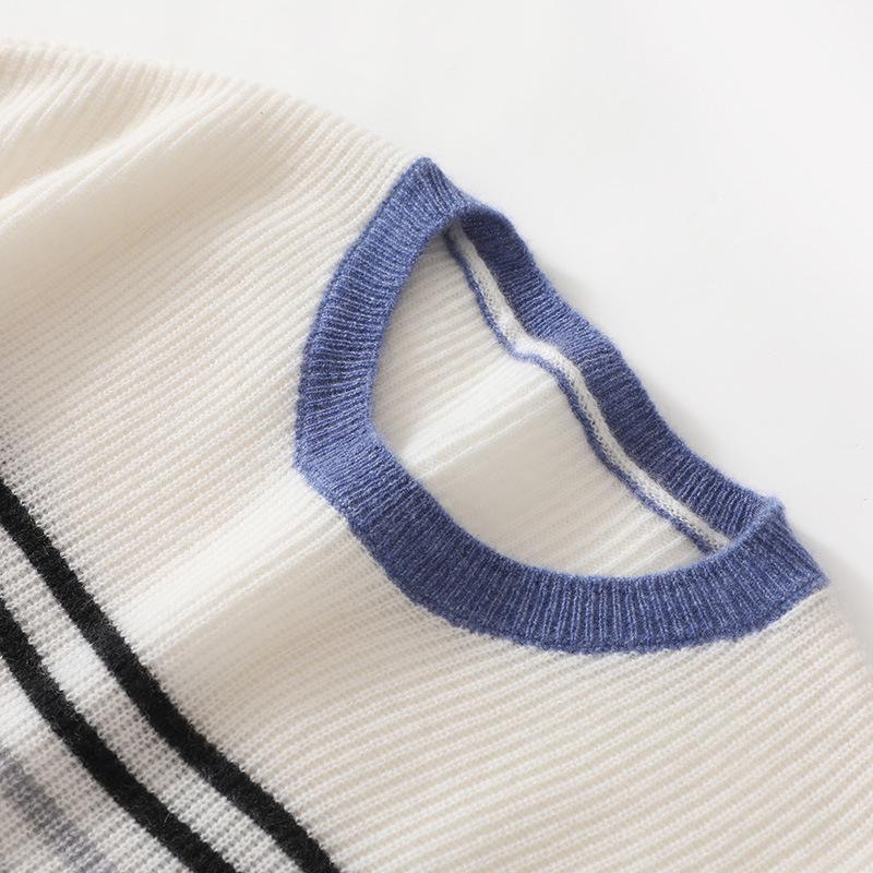 Lekasha Korean Style Striped Cashmere Knit Sweater for Women - Spring & Autumn Fashion