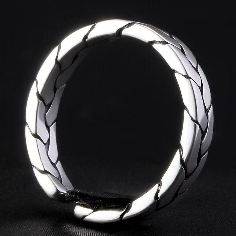Adjustable Unisex Silver-Plated Minimalist Finger Ring Men Women Geometric Braided Design Retro Style