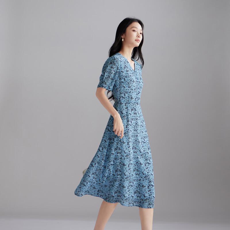 SOFSIL 2026 Summer French Elegant Floral Silk Midi Dress XL
