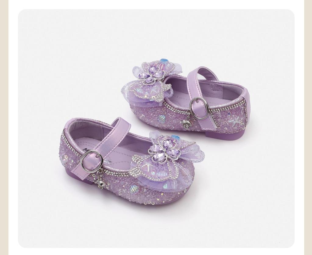 Spring 2026 Korean Style Baby Crystal Bowknot Soft Sole Flats