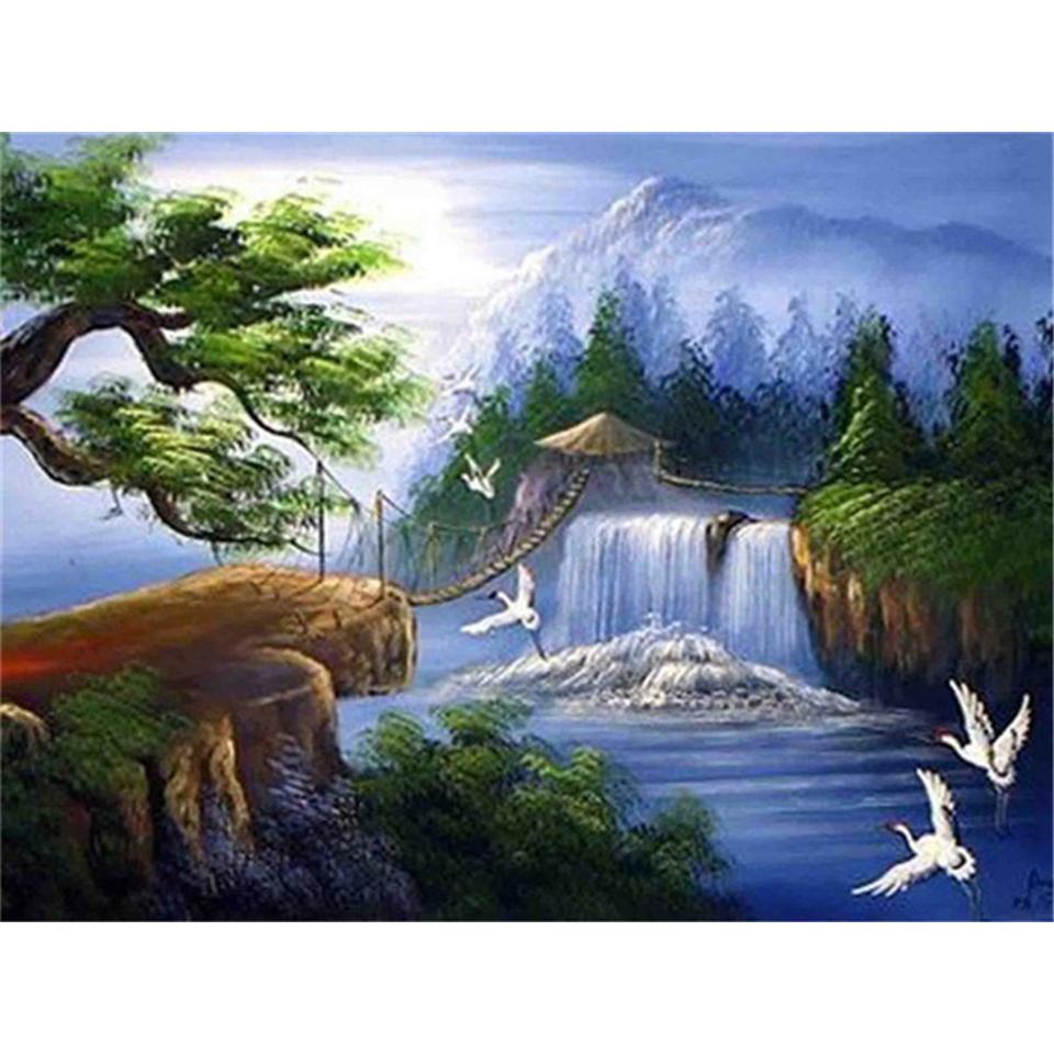 5D DIY full Round diamond painting &quot;landscape&quot; diamond embroidery cross stitch kit rhinestone picture decoration gift