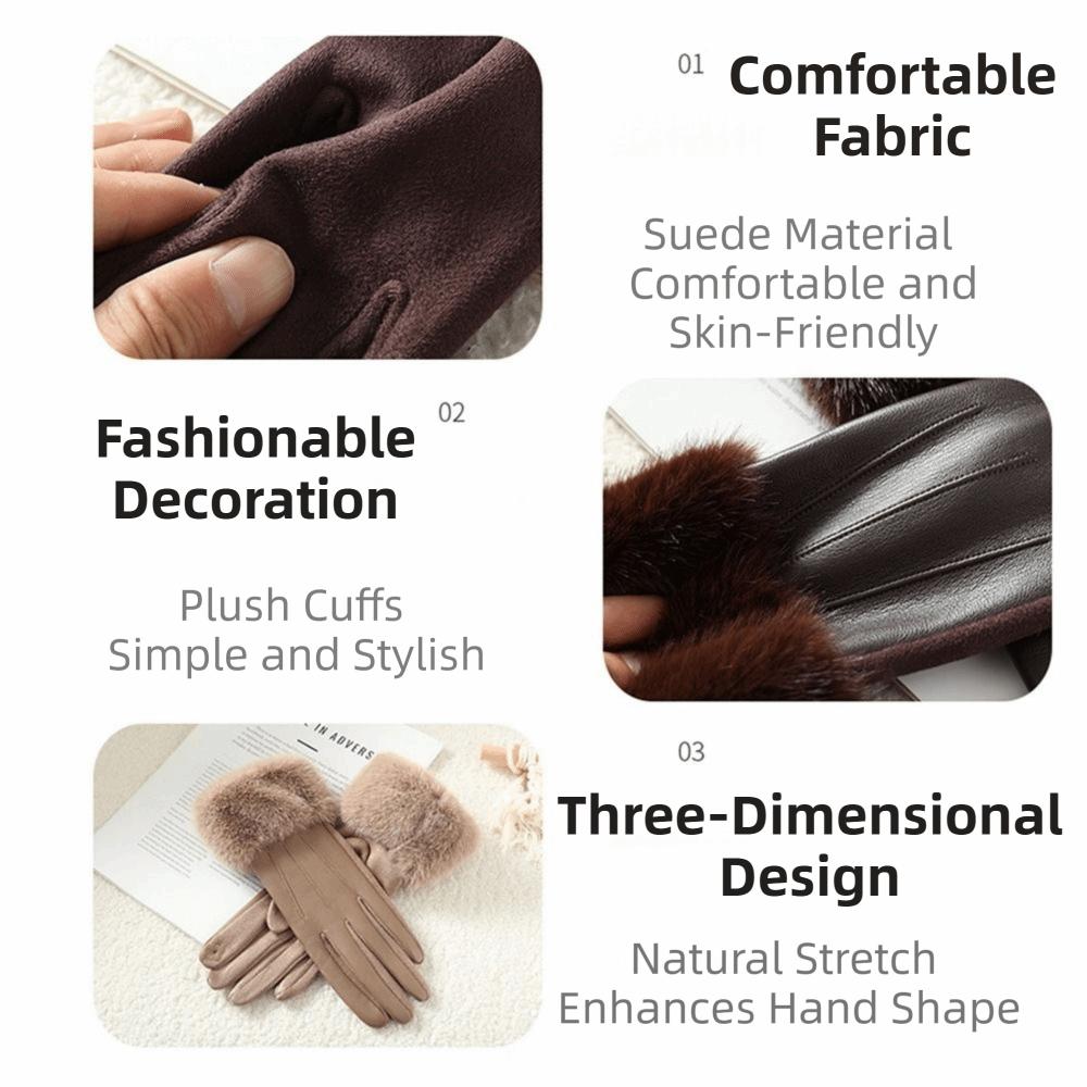 Gants Thermiques Doublés à Écran Tactile pour Femmes Couleur Unie Gants Thermiques d'Hiver pour Femmes Saison Hiver