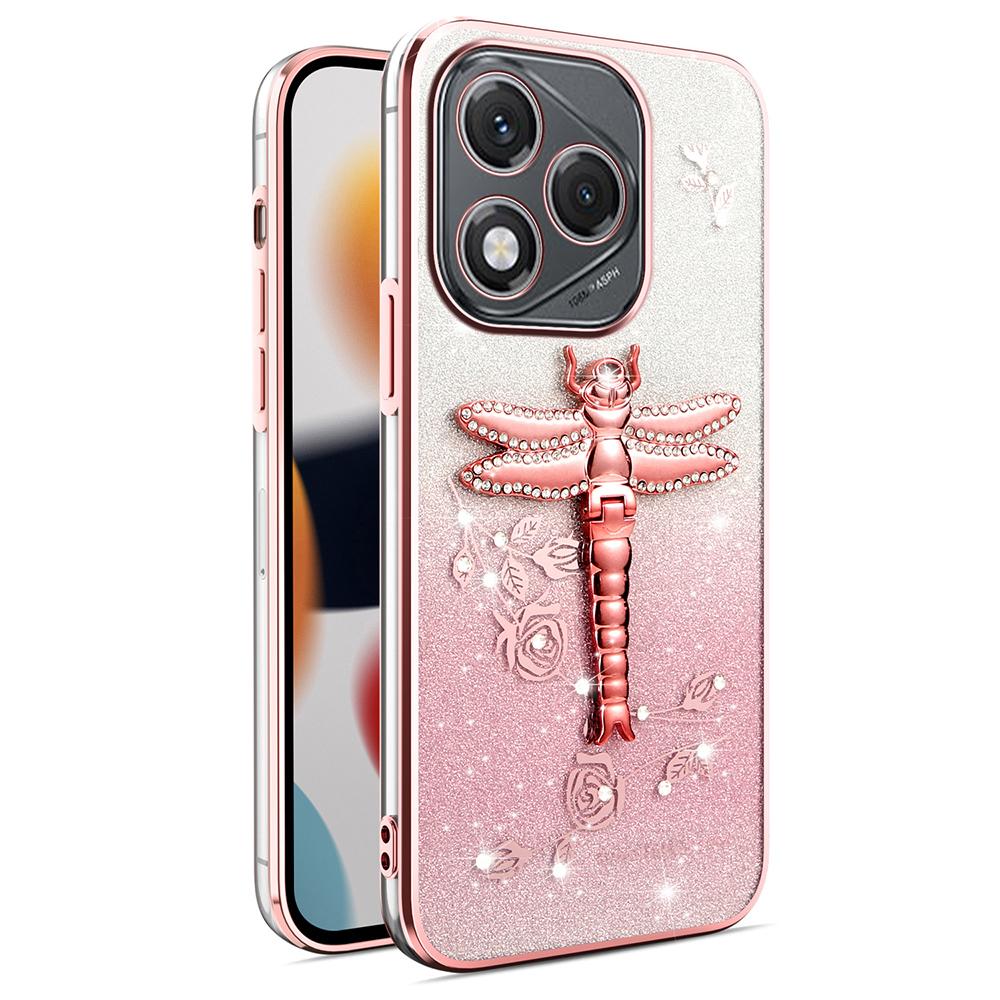 KADEM For Honor 400 Lite 5G Case Dragonfly Kickstand TPU Flowers Glitter Phone Cover