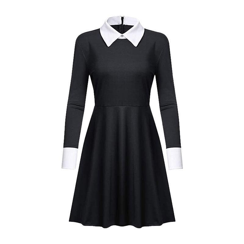 Wednesday Addams Black Dress for Women Girls Halloween Cosplay Costume