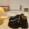 Thick Heel Thick Sole Heightened Lace-up Small Leather Shoes for Women In the Autumn of 2025, New Models Plus Versatile British Style Retro Single S