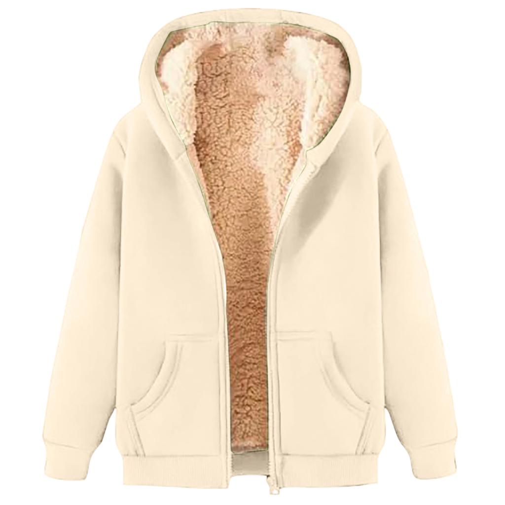 Giacca da donna con cappuccio e maniche lunghe con tasche con cerniera