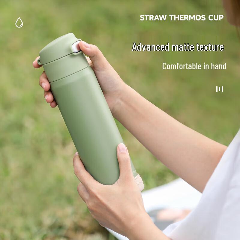 Peacock 316 Stainless Steel Portable Pop-Up Straw Bottle