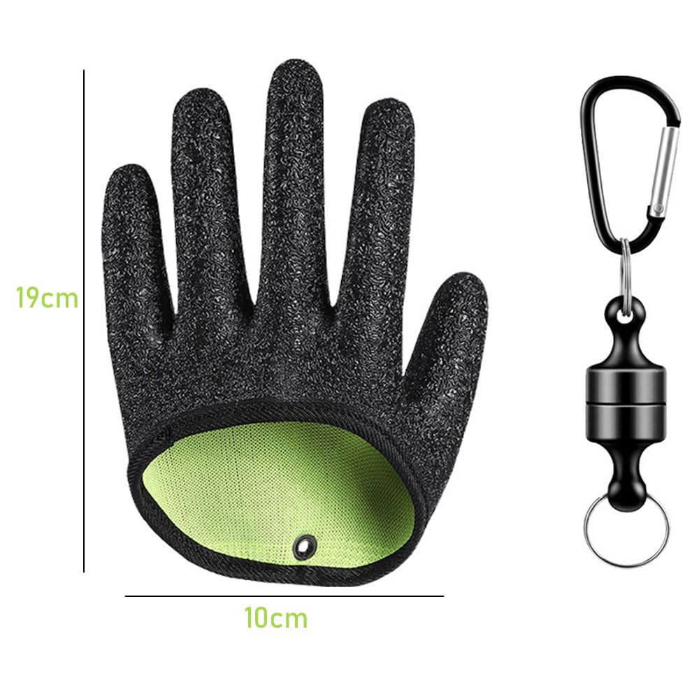 Selinear Fishing Gloves, Non-Slip Latex Material, Abrasion Resistant, Puncture Resistant, Cut Protection, Stab Protection, Waterproof, with Magnetic
