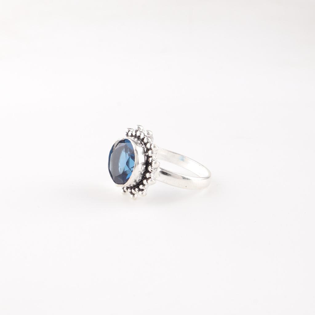 London Blue Topaz Gemstone 925 Sterling Silver Jewelry Statement Ring For Women RR-7-9