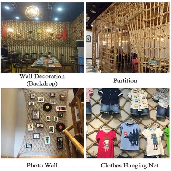 Natural Jute Hemp Rope Net for Child,Kindergarten Wall Decoration,Kids Playground Play Home Bedroom Photo Wall Decor Accessories,Reusable Novelty