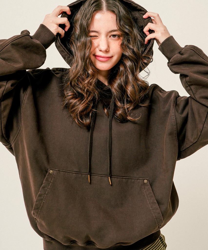 Copper Pigment Crop Hoodie Brown Jyhd3601