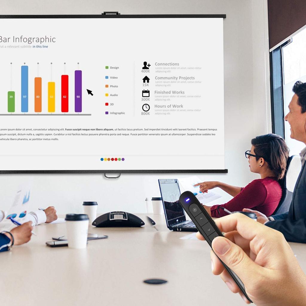 AMERTEER Wireless Remote Mouse Pointing 10m Control Range Presenter, Laser-Free, Function, Stick,