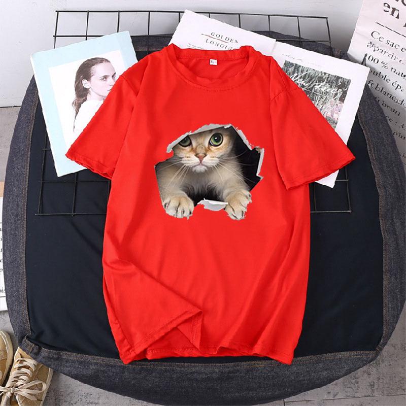 Creative Cat Design Unisex Loose-Fit Short-Sleeve T-Shirt for Couples