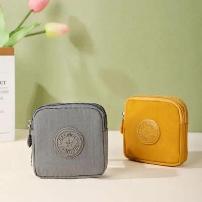 Multi-functional Coin Purse Card Holder Double Zipper Square Wallet Waterproof Nylon Canvas Keys Earphone Money Storage Bags