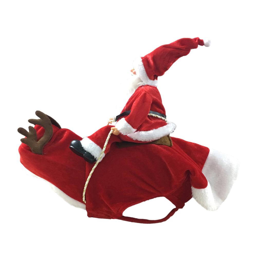 Christmas Santa Dog Costume Pet Clothes Santa Claus Riding Outfit Party Pet Puppy Cosplay Costumes