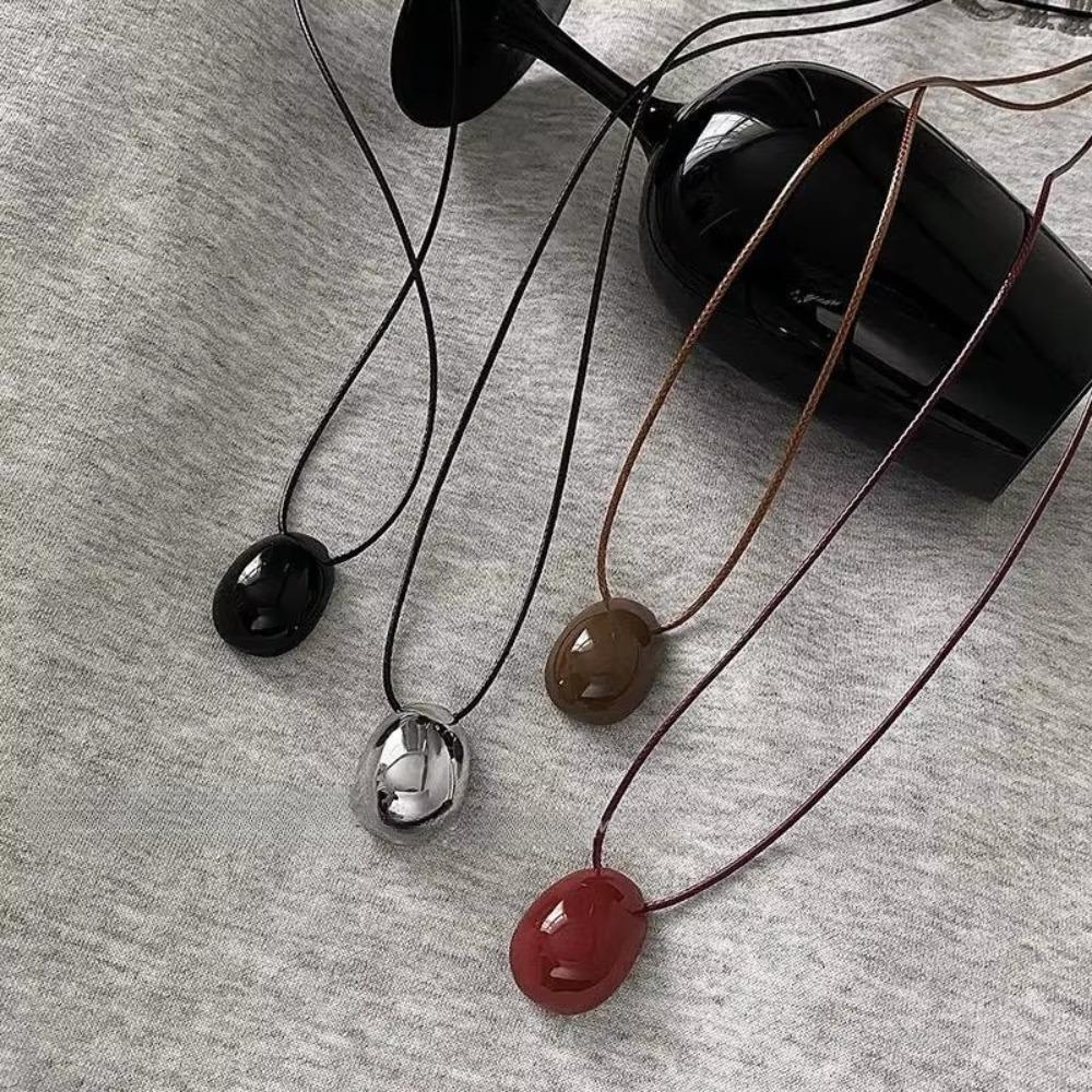 Drawable Black Rope Women Necklace Adjustable Pendant Necklaces New Sweater Chain  Women