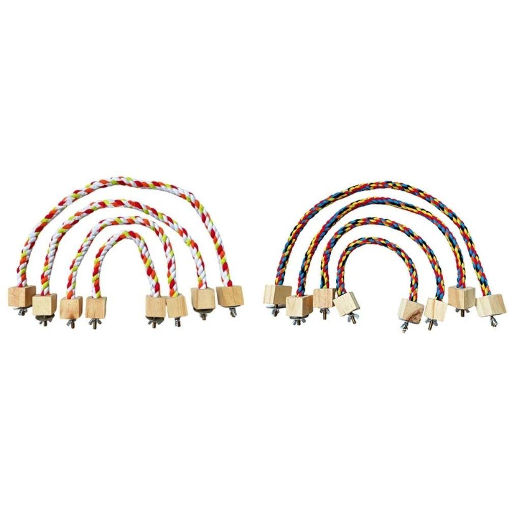 Elastic Pet Bird Bite Toys Wood Parrot Climbing Toys New Cotton Rope Toys