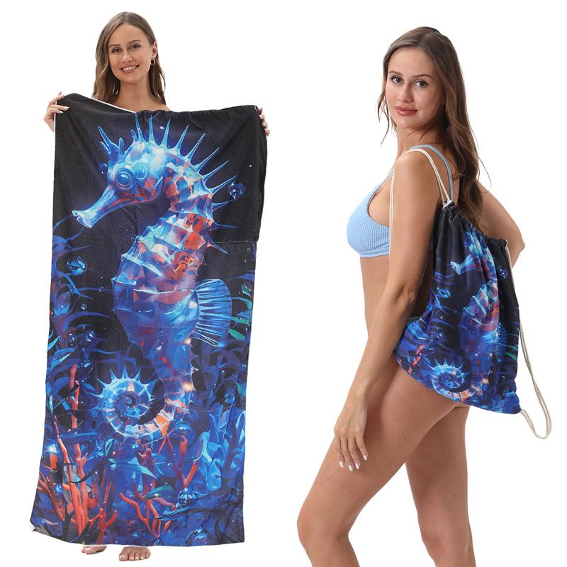 1PC Hot Selling Beach Towel Printed Towel Portable with Storage Bag Large Beach Towel Bath Towel Quick-drying Towel