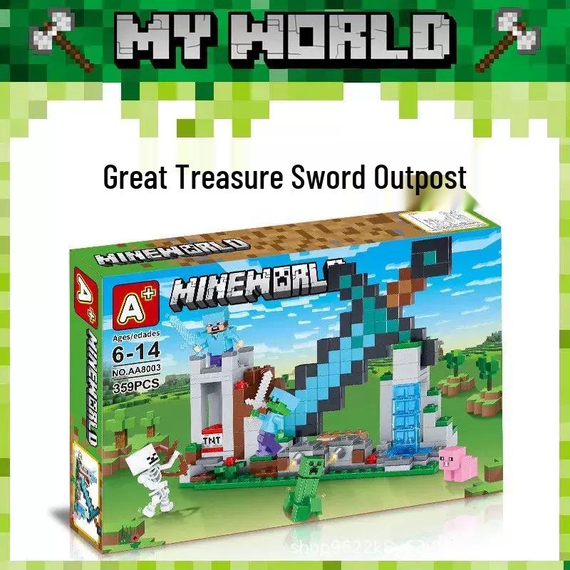 Educational Minecraft Building Blocks - Children s Cave Village Assembly Toy for Boys and Girls