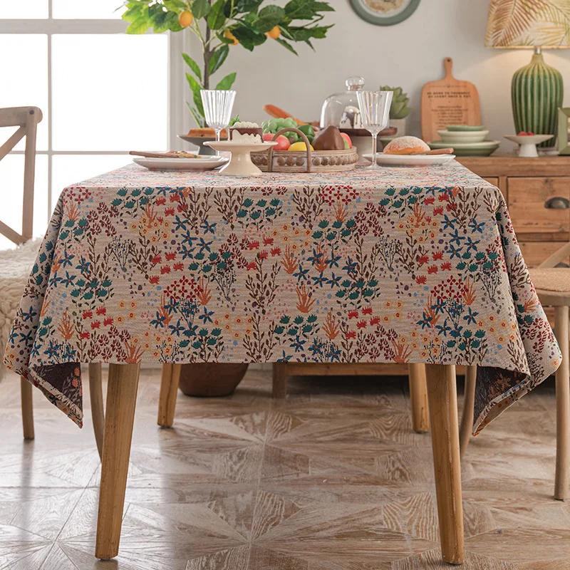 

1PC Rural style Dinner Tablecloth Thickened jacquard home decor fabric Kitchen & Dining Room Wedding Table Cover Tea Decoration 90x90cm