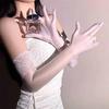 Women Glossy Lace Stockings Aurora Gloves Sexy Ultra-thin Transparent Elastic Finger Tight Mittens Party Fashion Long Gloves