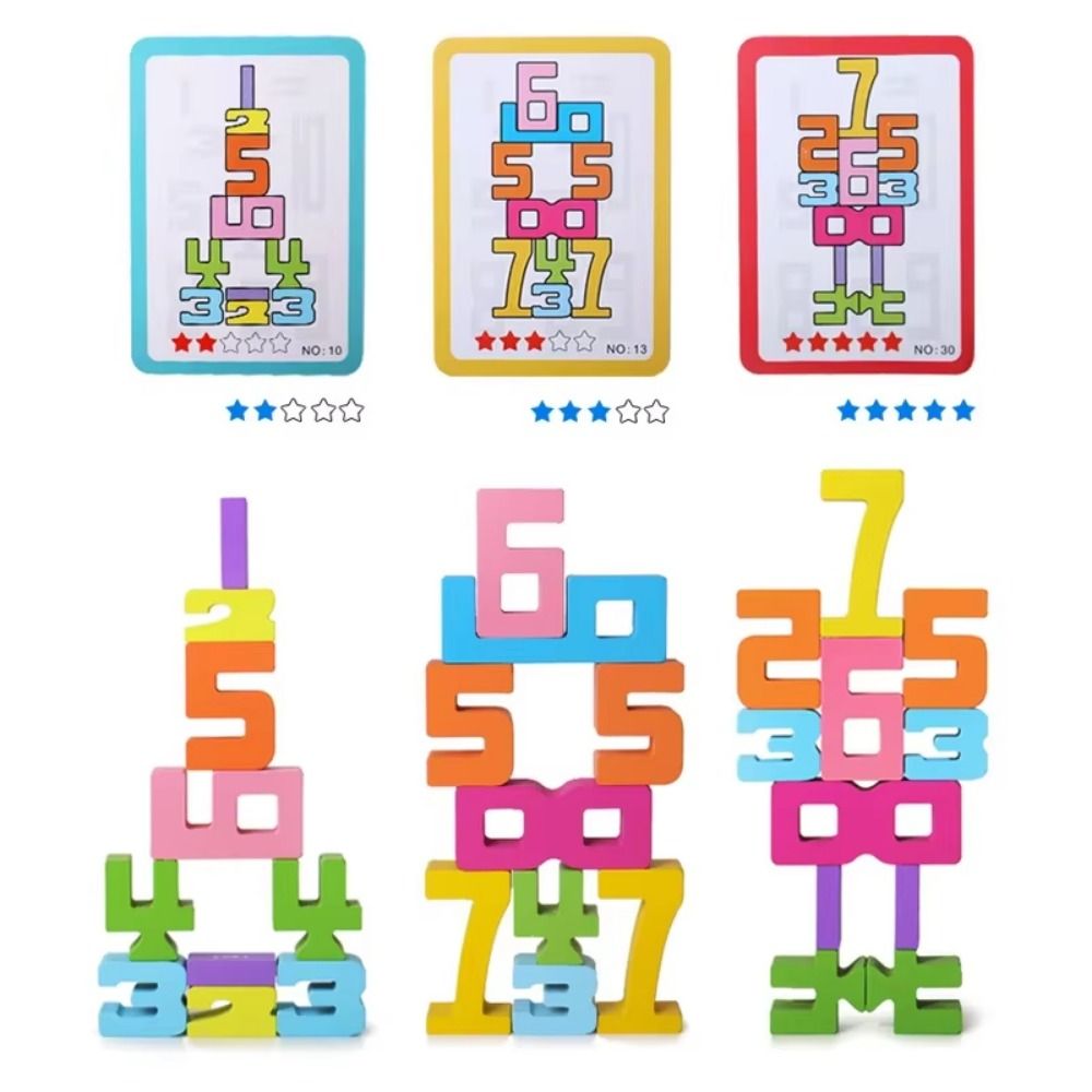 Wooden 3D Digital Puzzle Large Particle Stacking Blocks Creative Digital Building Blocks Kids Gift