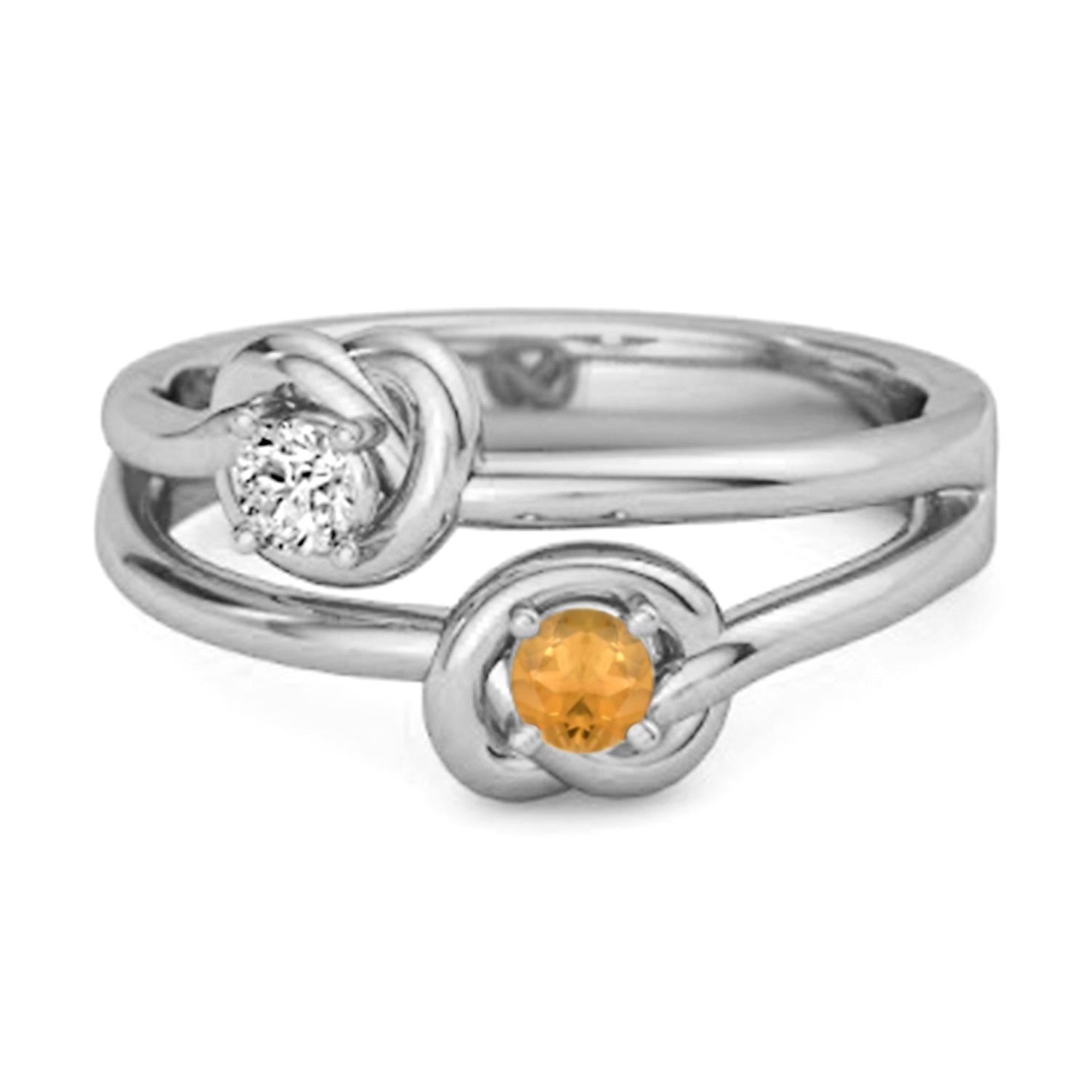 

Citrine White Topaz Double Knot Design Ring- 925 Sterling Silver 7 білий