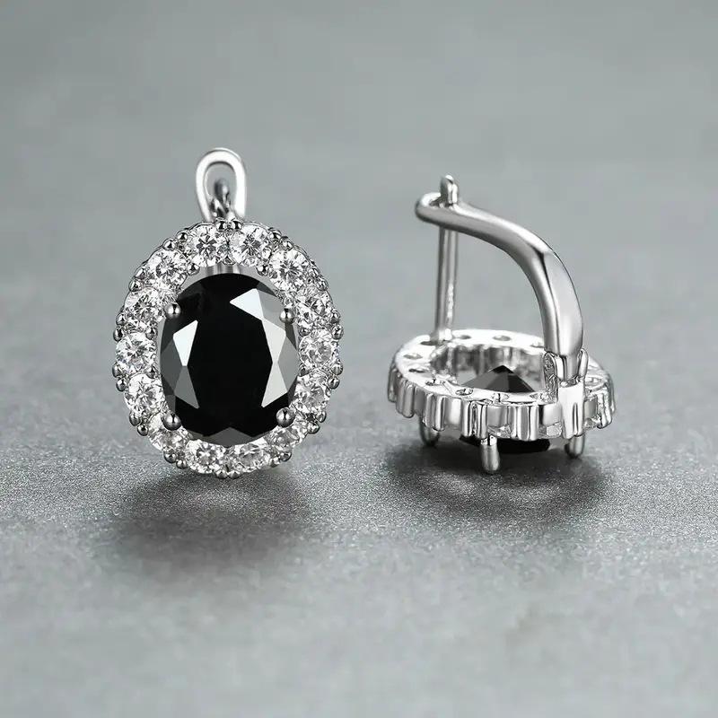Ladies' Elegant Synthetic Zircon Surround Earrings, Available in Multiple Colors, Suitable for Exquisite Jewelry in All Occasions