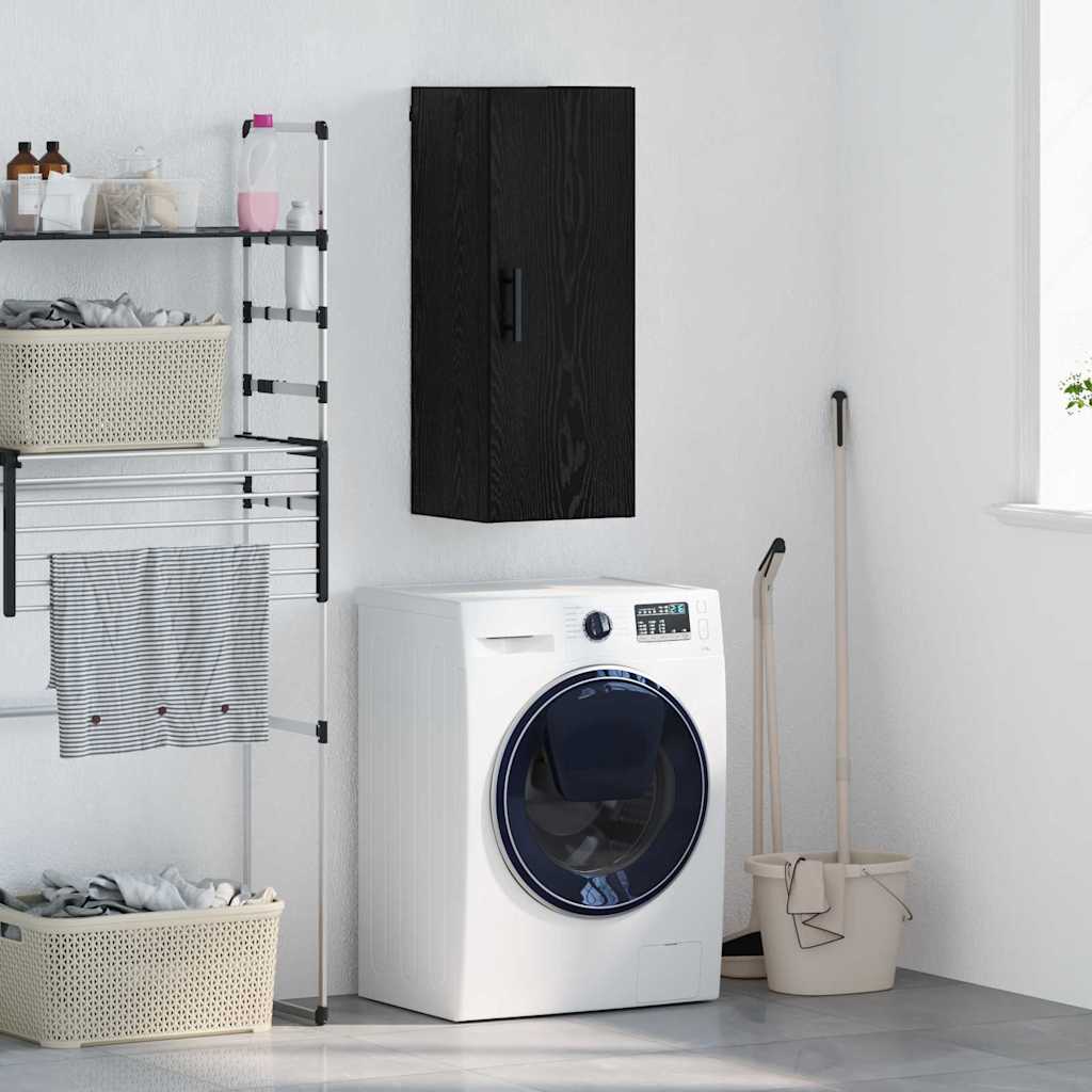 Wall Mounted Cabinet Black Oak Effect 34.5 x 34 x 90 cm