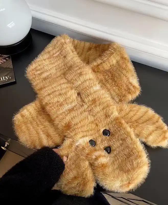 

Комплект из двух предметов: шарф и шапка, милая мультяшная леопардовая плюшевая панама, зимний теплый и холодный шарф