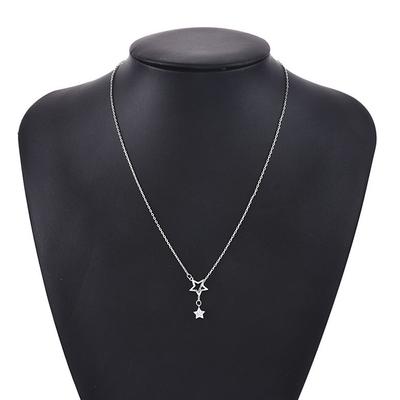 Zirkónová hviezda zliatinový náhrdelník dutý elegantný retiazka na kľúčnu kosť jednoduchý strapcový náhrdelník