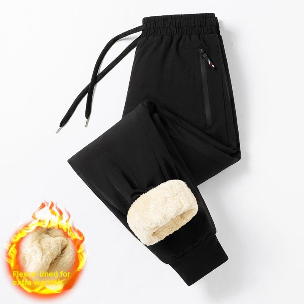 Thickened lamb wool sweatpants men's winter windproof velvet casual pants thermal cotton pants