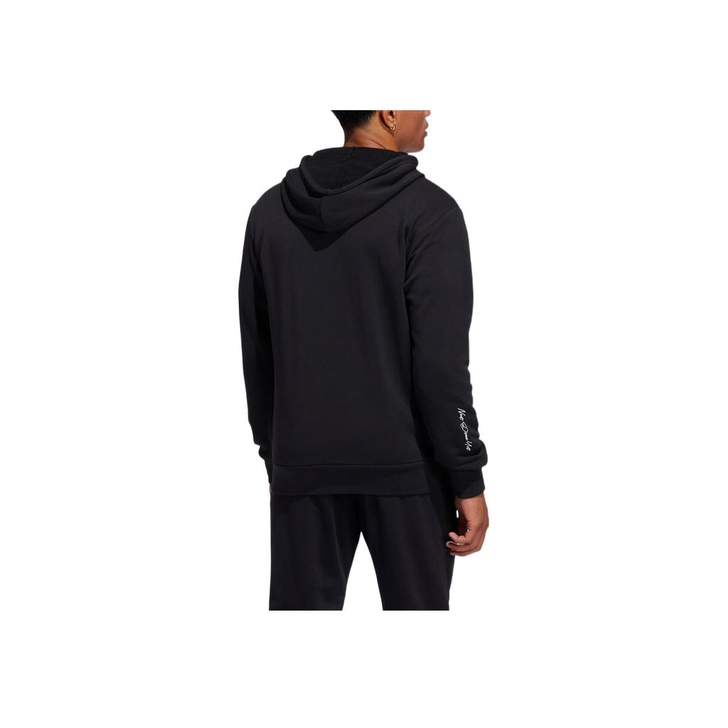 adidas Sleeve Side Letter Print Basketball Sport Hooded Jacket Men Jacket Black HH8945