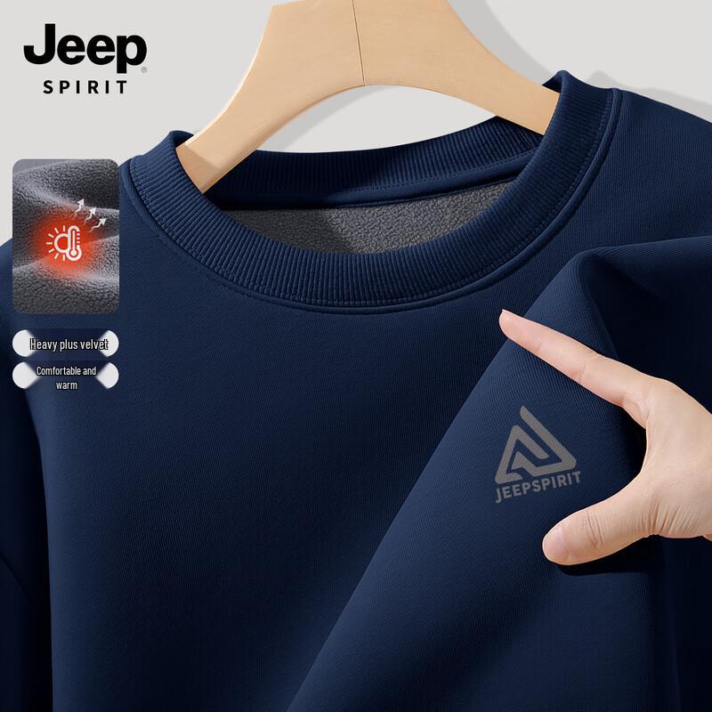 JEEP SPIRIT Men's Fleece Lined Round Neck Sweatshirt