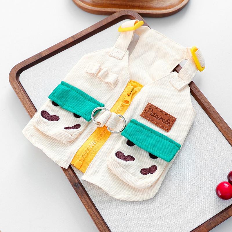 

Autumn and winter festival pet cute puppy kitten casual fashion clothing cute pocket tooling vest xs-bust size30, length 20cm, about 1.0-1.5kg