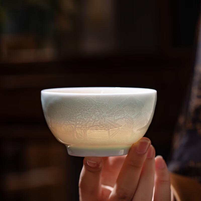 Jingdezhen Celadon Gold-Inlaid Ceramic Teacup