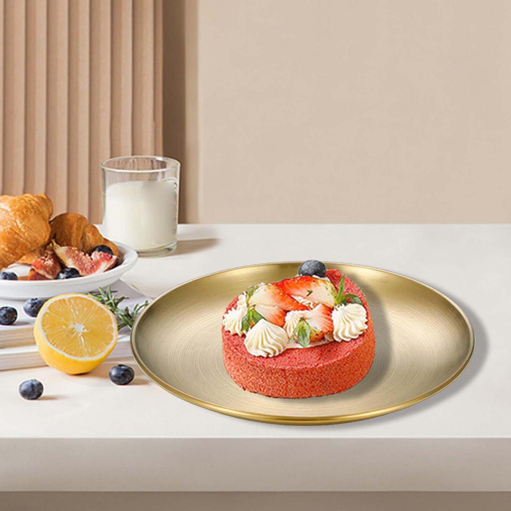 Stainless Steel Plate Reusable Dinnerware Stackable Serving Platter Round Metal Dinner Plate for BBQ Dessert Home Outdoor Hotel