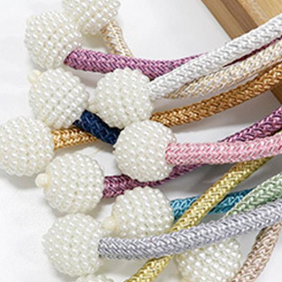 Umbra Studio 1 Pair Faux Pearl Curtain Tiebacks, Elegant Beaded Holdbacks, Woven Rope Decorative Drapery Holders for Living Room Bedroom Kitchen