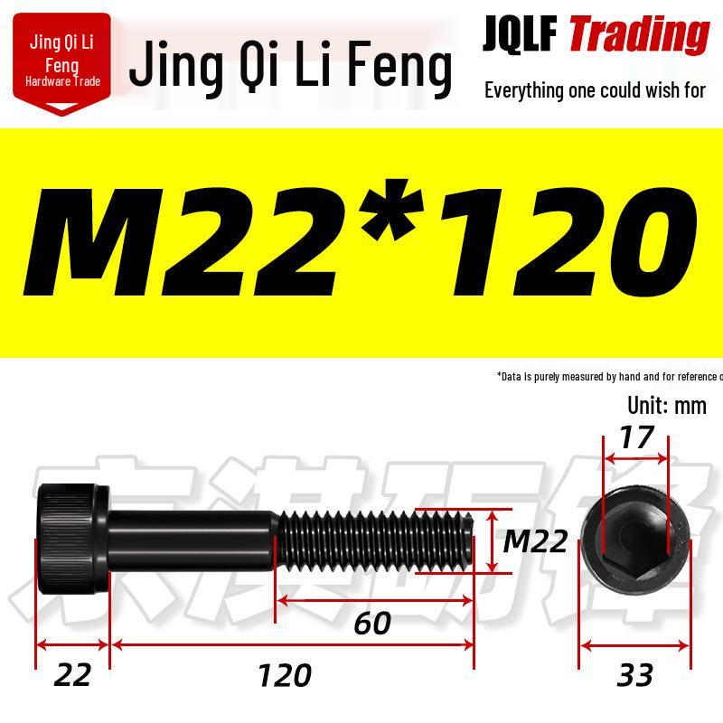 M20-M27 High Strength Blackened Hex Socket Head Cap Screw with Knurled Cylindrical Half Thread
