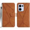 For Oppo Reno13 5G (Global) Case Skin Touch Lines Imprinted PU Leather Flip Phone Cover